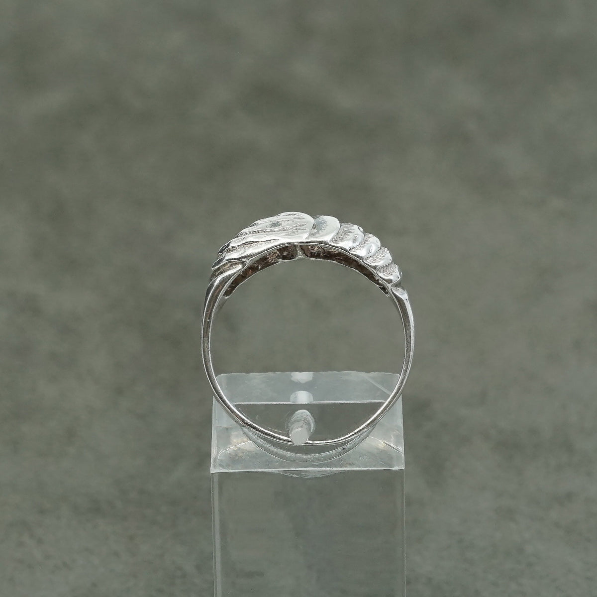 sz 8, vtg Sterling silver handmade ring, 925 ribbed band, minimalist
