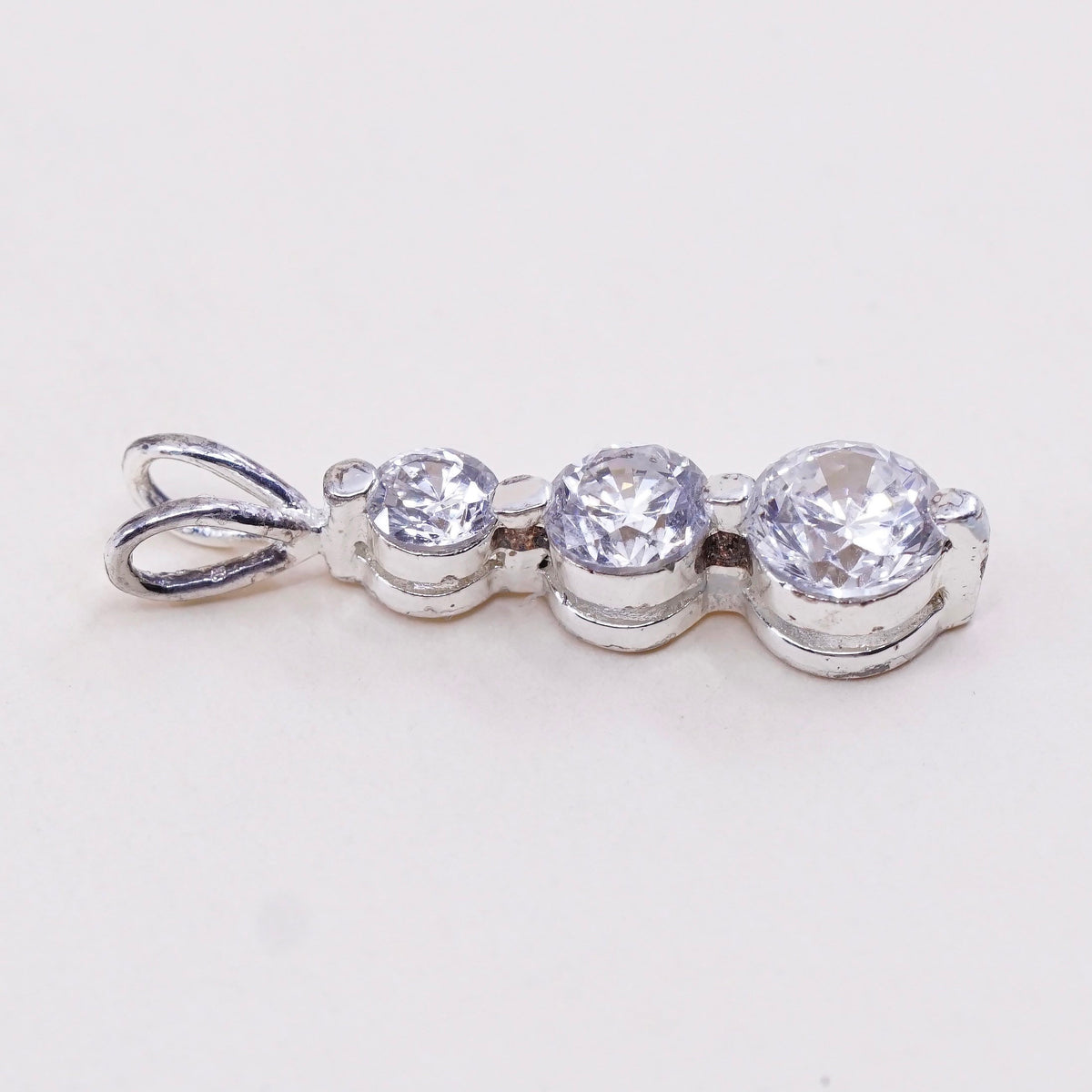 Vintage sterling silver cz crystal pendant, 925 pendant