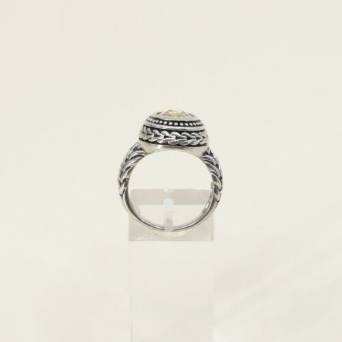 Sz 7, Sterling Silver handmade Ring, 925 Silver W/ citrine N Cable Texture
