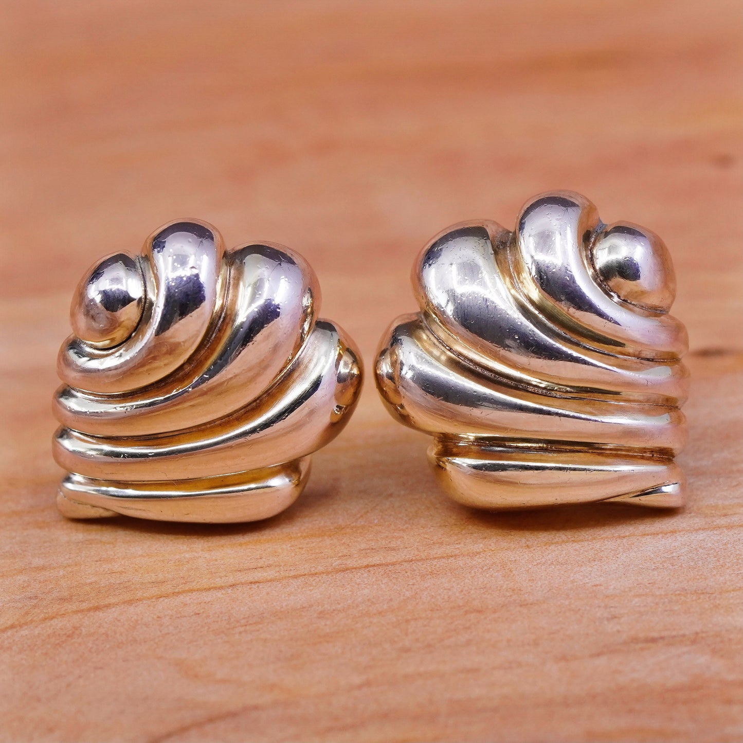 Italy Veronese vermeil gold over Sterling silver earrings, 925 teardrop studs