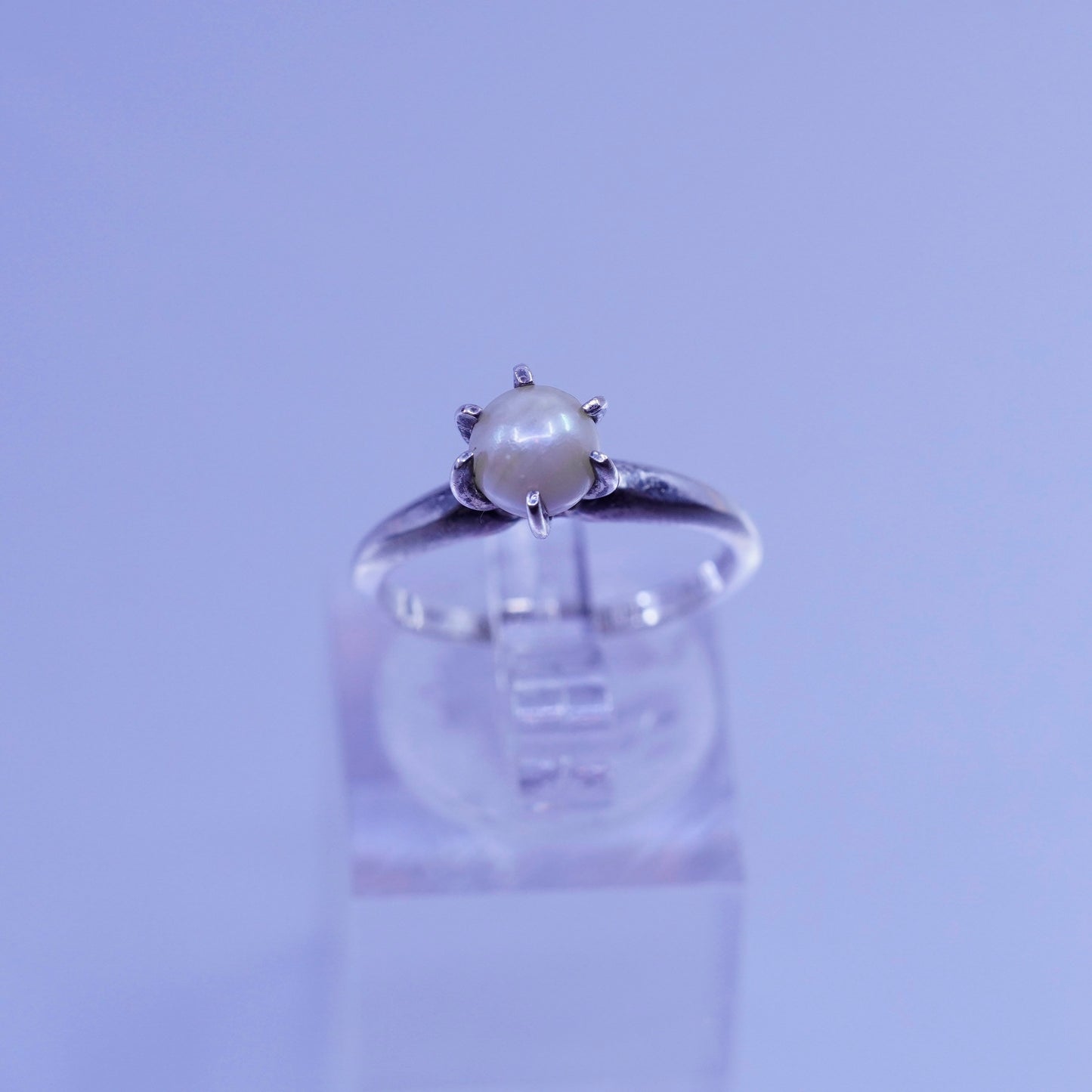 Size 6.5, vintage Sterling 925 silver handmade ring with pearl