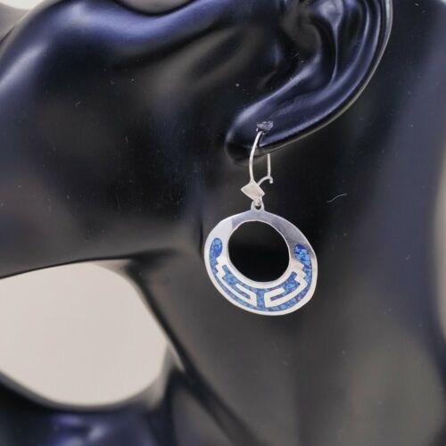 1” Amazing handmade Sterling Silver earrings, 925 Turquoise Circle Dangles