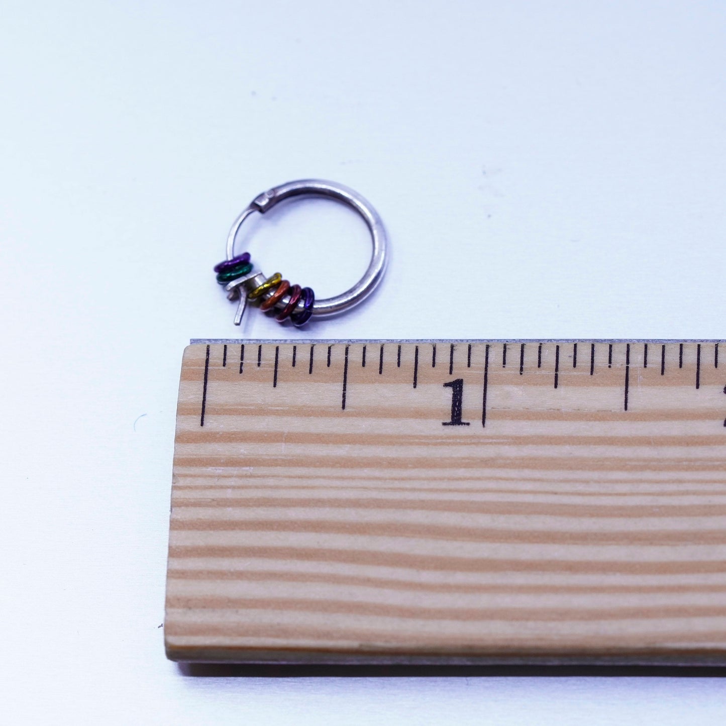 0.5”, Sterling silver handmade earrings, 925 Huggie hoops with colorful rings