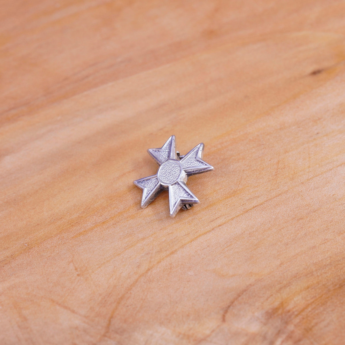 Vintage modern handmade matte sterling 925 silver cross brooch pin