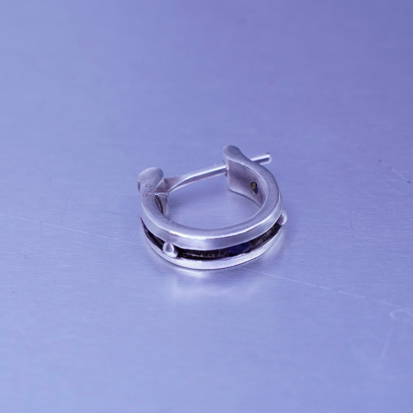 0.5”, vintage Sterling silver handmade earrings, 925 huggie hoops and beads