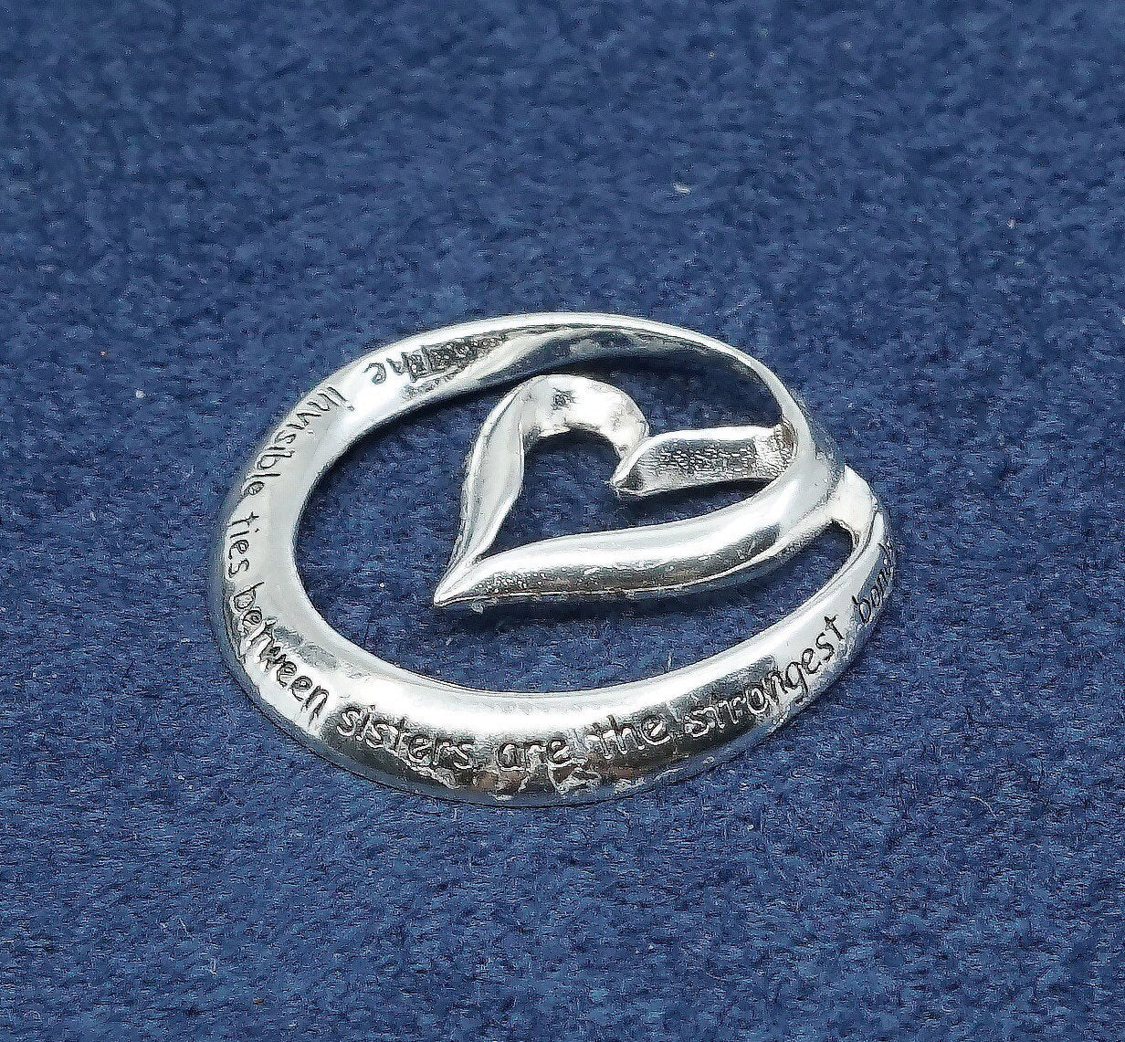 Sterling silver handmade prayer pendant, 925 heart w/ "the invisible ties