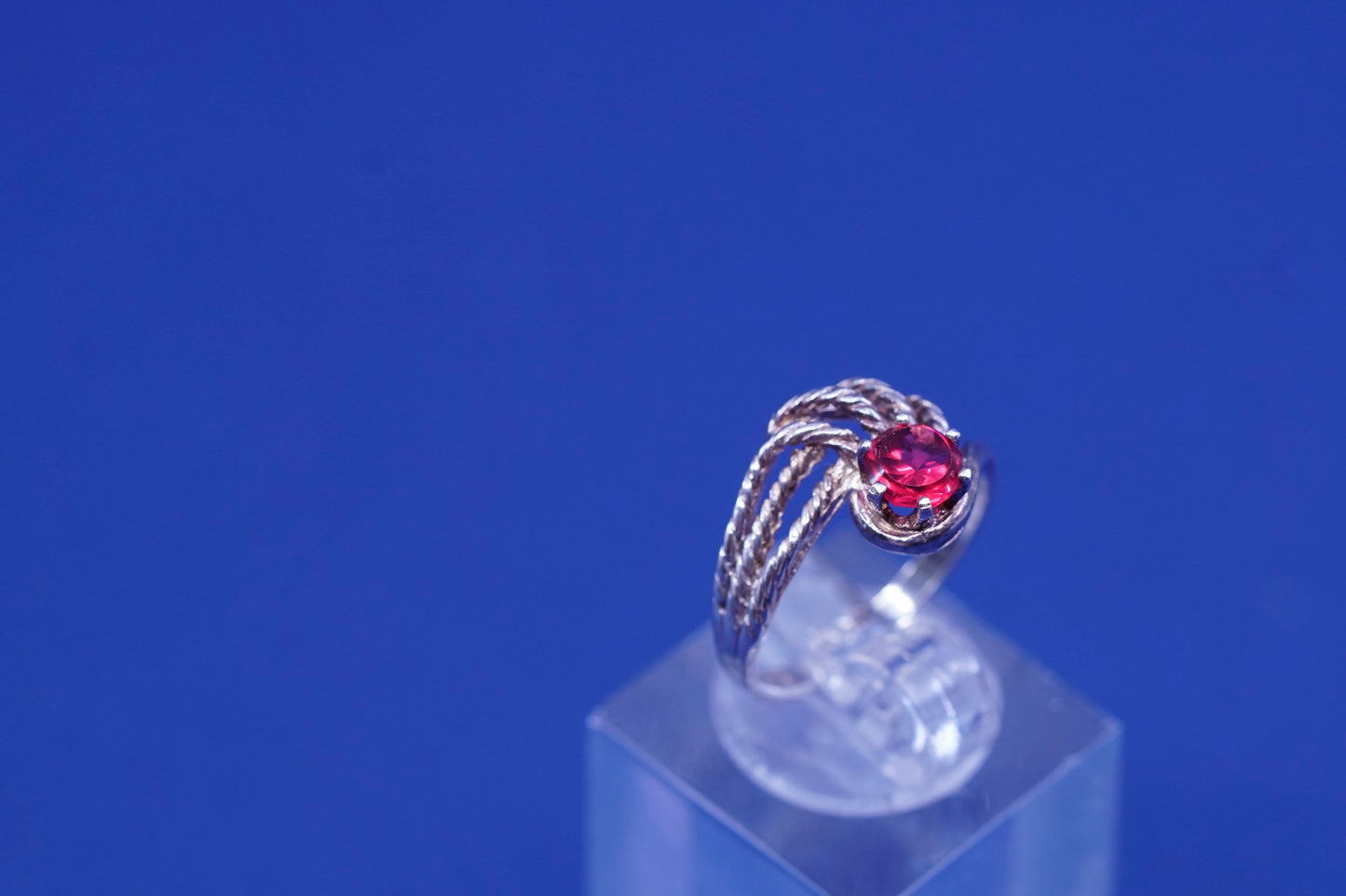 Size 4.75, vintage Sterling 925 silver handmade ring with Ruby