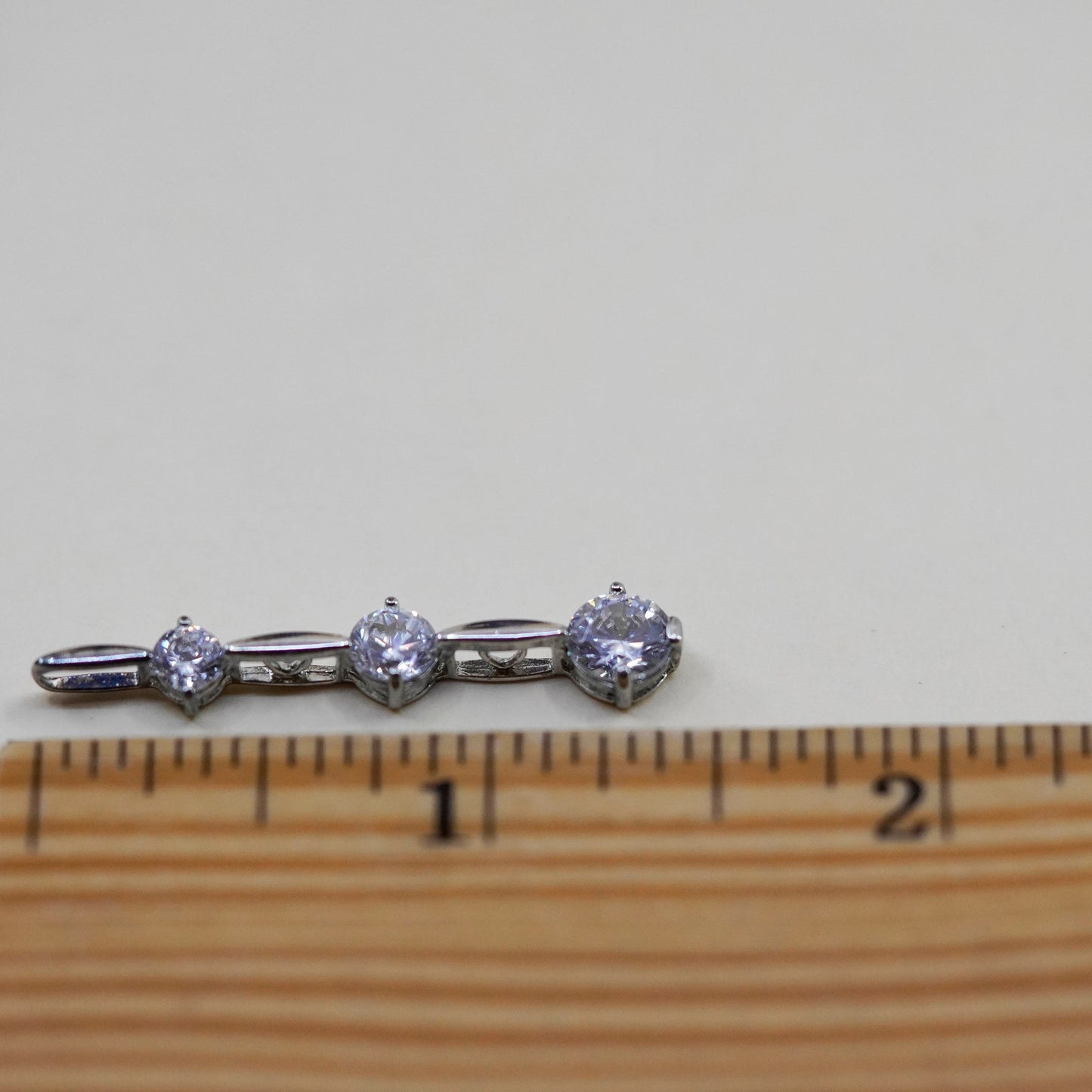 Vintage sterling 925 silver cz crystal bar pendant