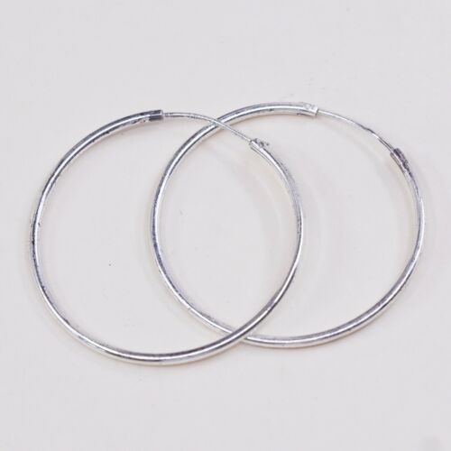 1.25”, Italy 925 Sterling Silver Hoop Pierced Earrings, 925 silver huggie