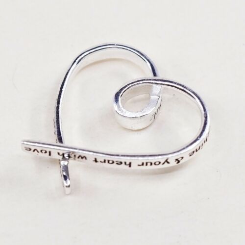 Veg sterling silver handmade pendant, Friendship Quote 925 heart charm