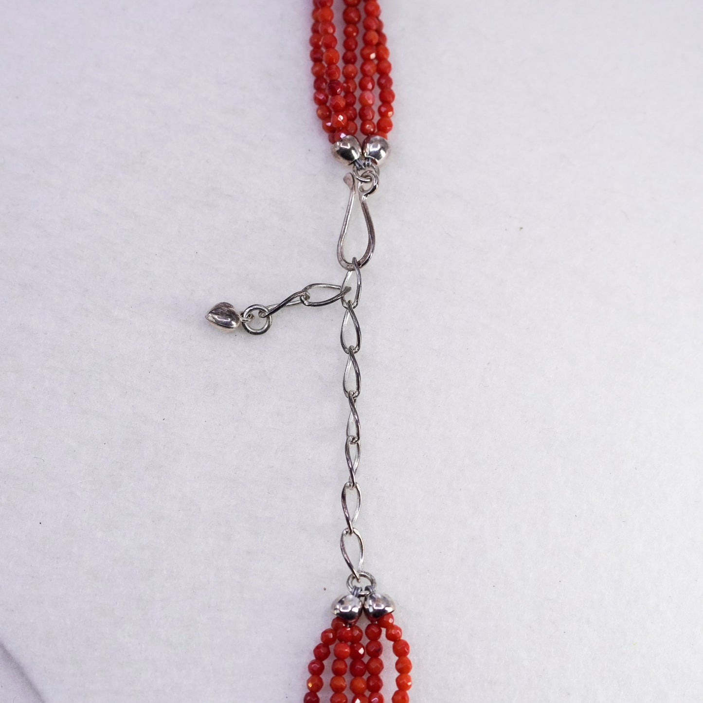 18+2”, Jay King DTR Sterling 925 silver necklace, multi strands coral chain