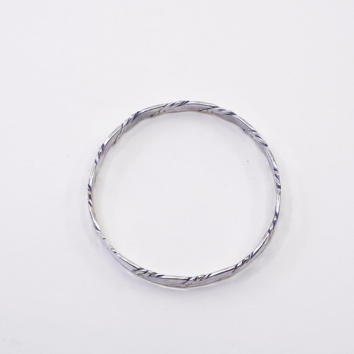 8”, Vintage sterling silver handmade bracelet, Mexico 925 cable bangle
