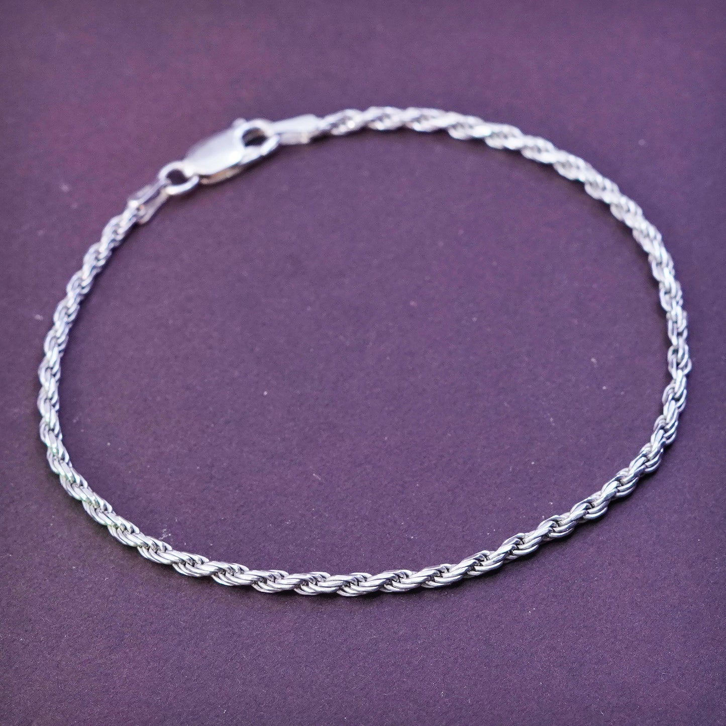 8”, 2mm, vintage gold over Sterling silver rope bracelet, Italy 925 chain