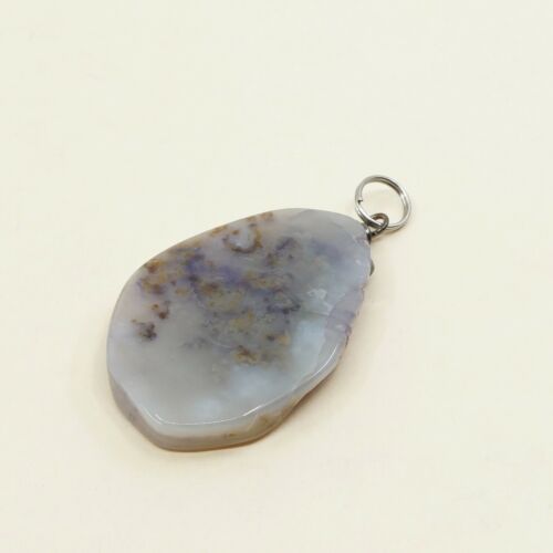 Vtg Huge 925 Sterling Silver Handmade Pendant W/ agate, Silver Tesyed