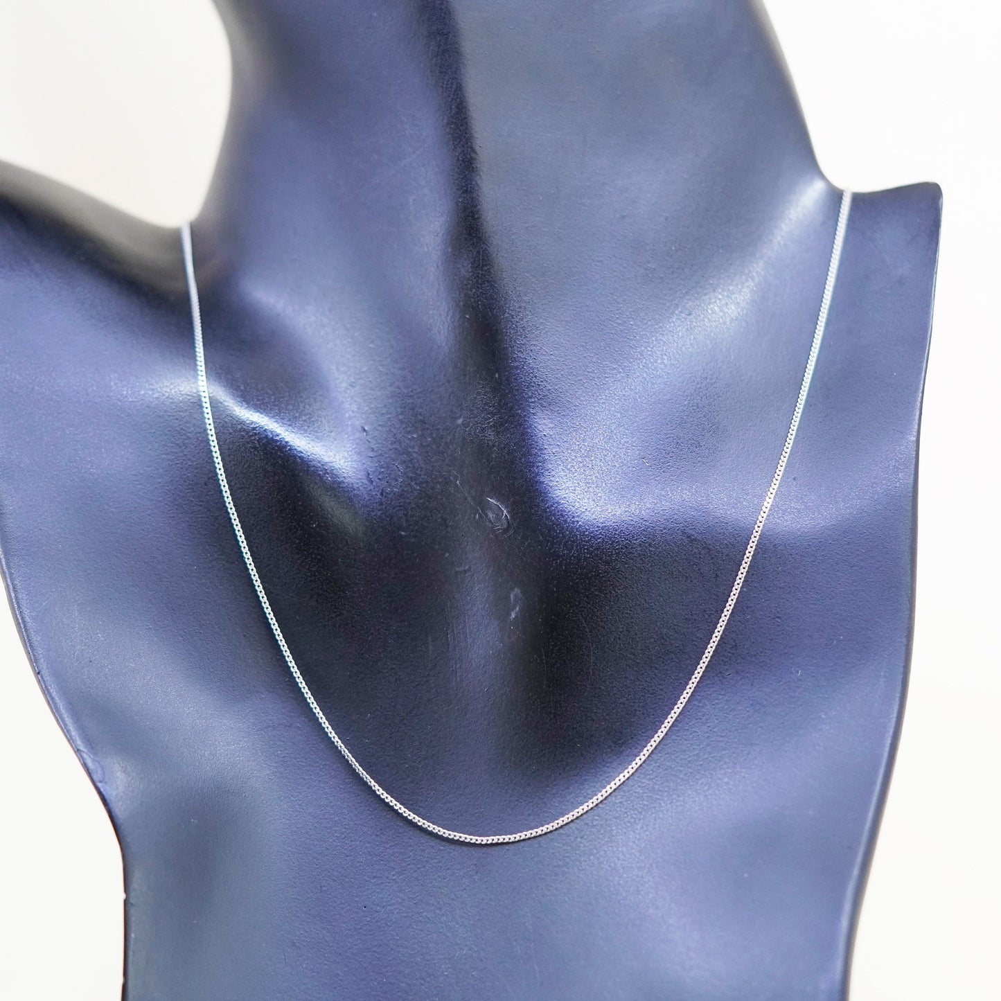 16” 1mm, vintage sterling silver necklace, 925 curb chain