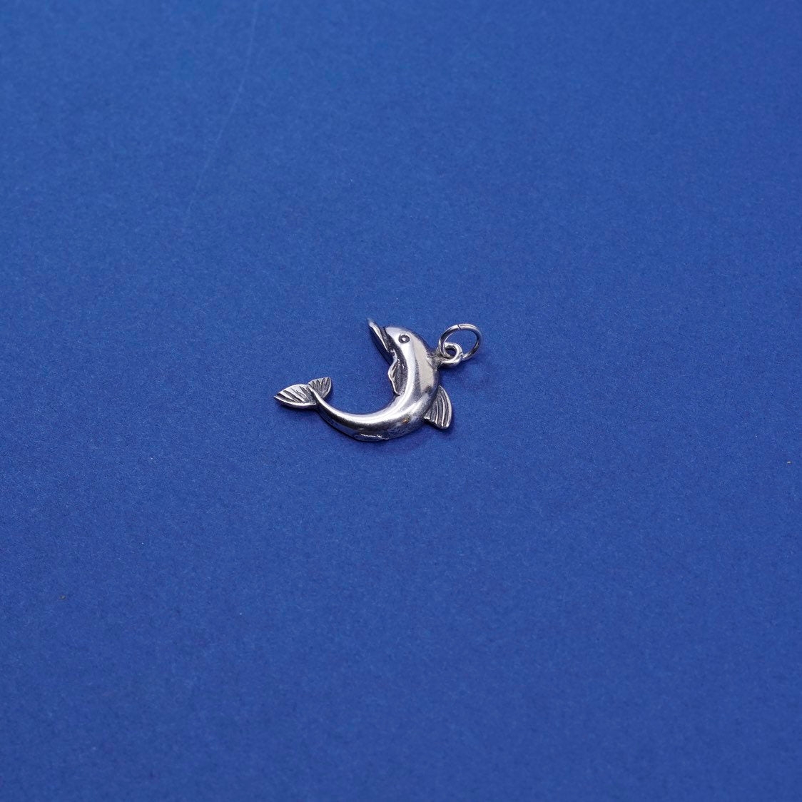 vtg Sterling silver handmade Dolphins pendant, 925 charm, stamped 925, ocean