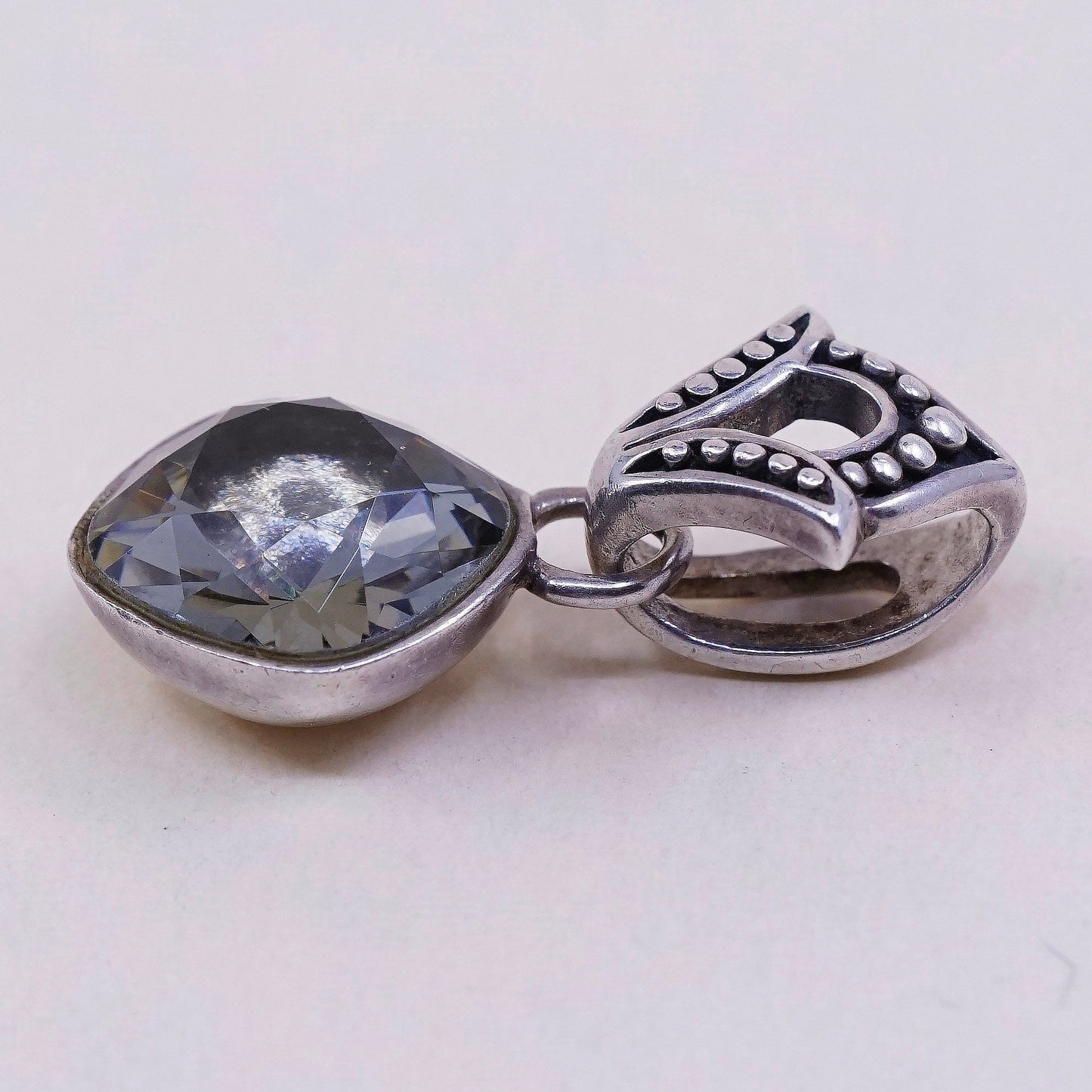 VTG Barse sterling silver handmade pendant, 925 with cushion cut topaz pendant