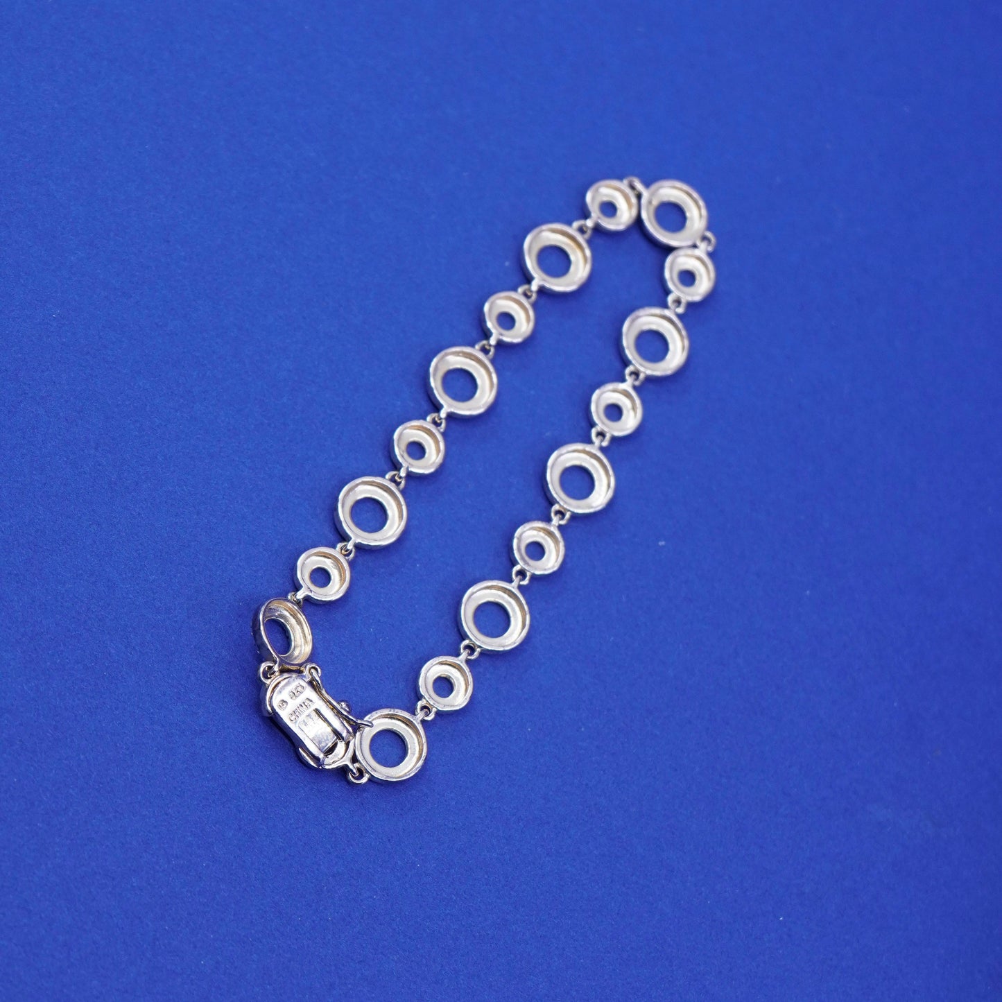 7”, vintage vermeil gold over sterling silver tennis bracelet, 925 circle chain