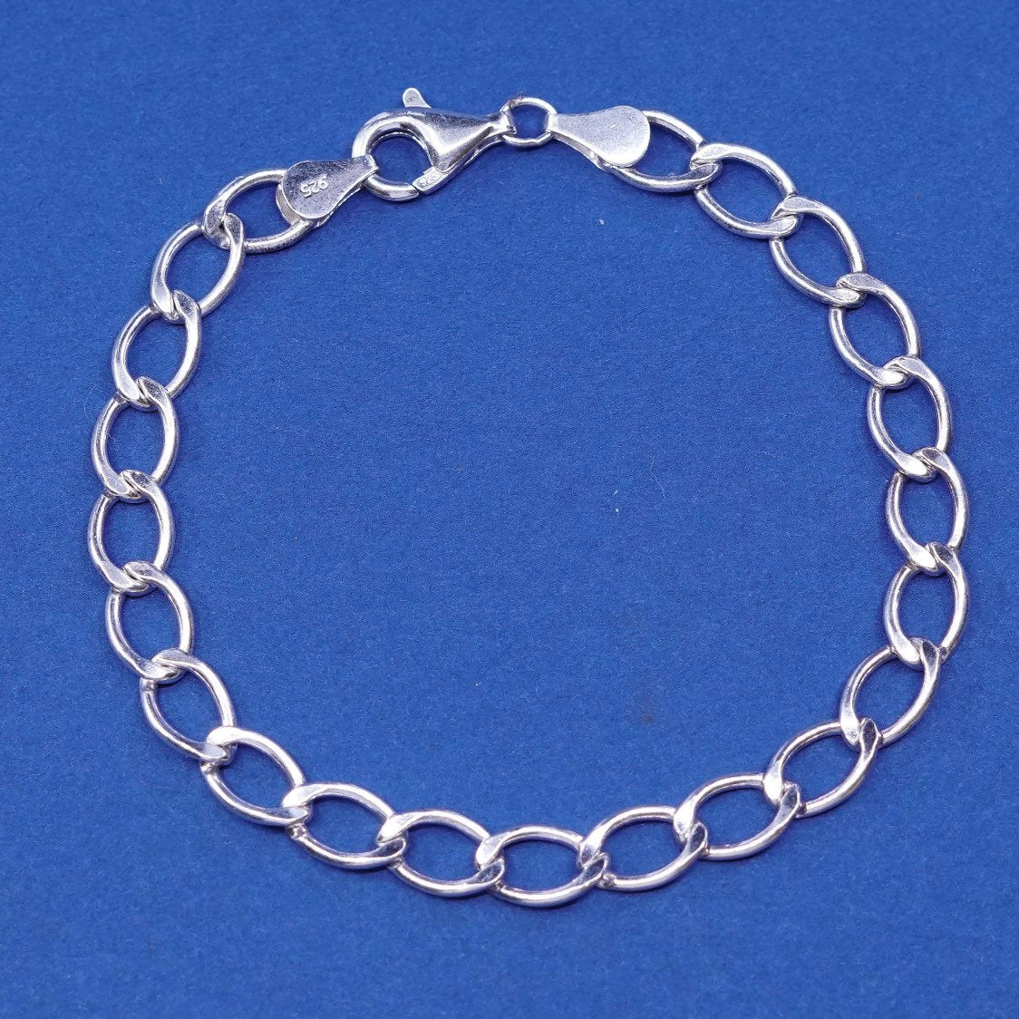 7.25" 6mm, Sterling silver handmade bracelet 925 bold curb chain men's bracelet