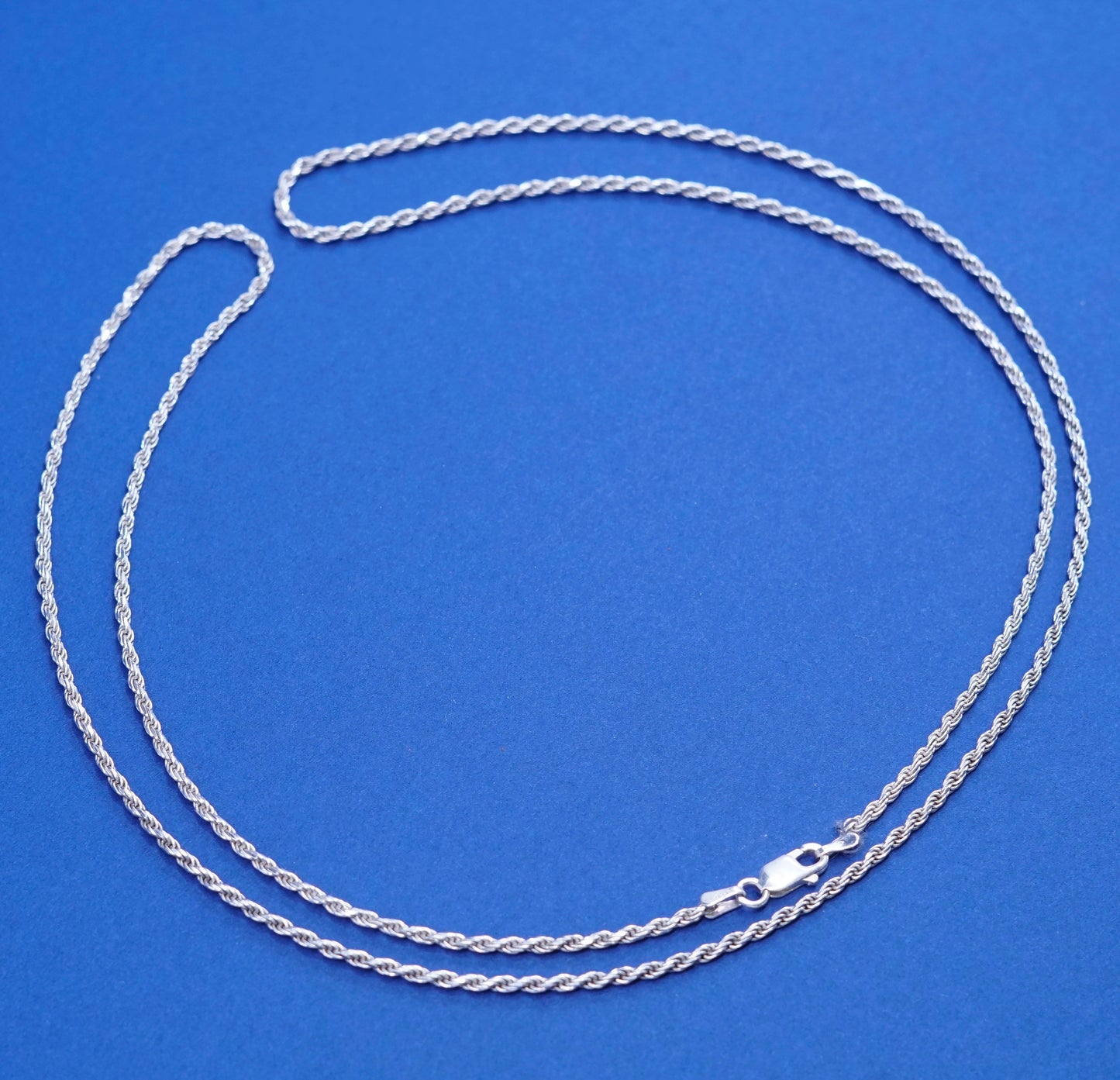 30”, 2mm, vintage Sterling silver handmade necklace, 925 diamond rope chain