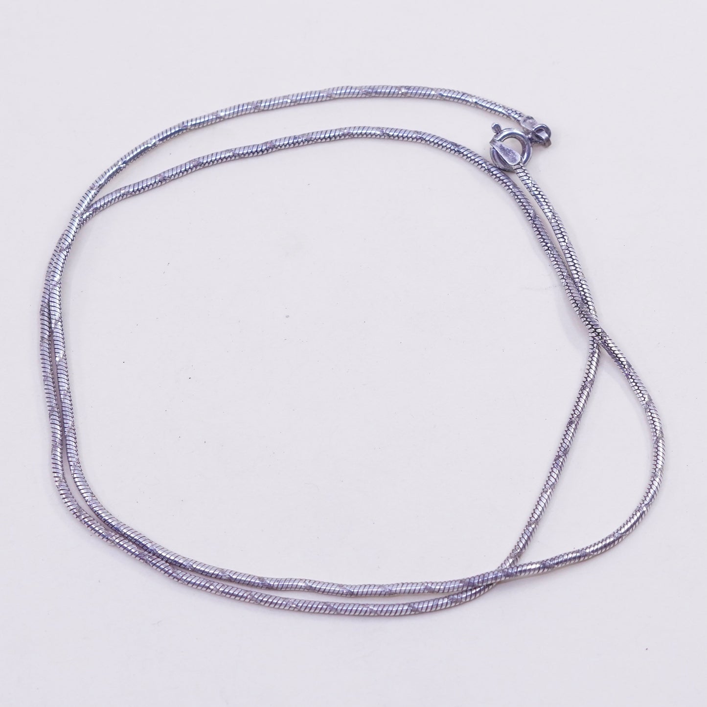 20”, Vintage sterling silver snake chain, textured Italy 925 silver chain