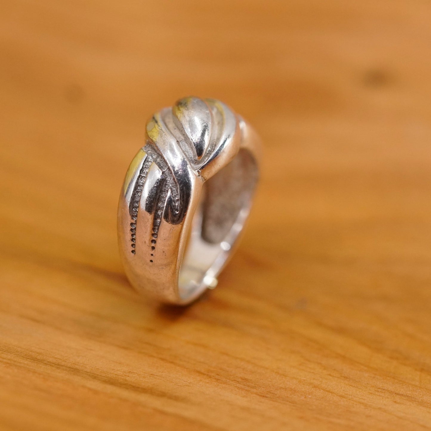 Size 6.5, sterling silver handmade ring, 925 ribbed band, minimalist, modernist
