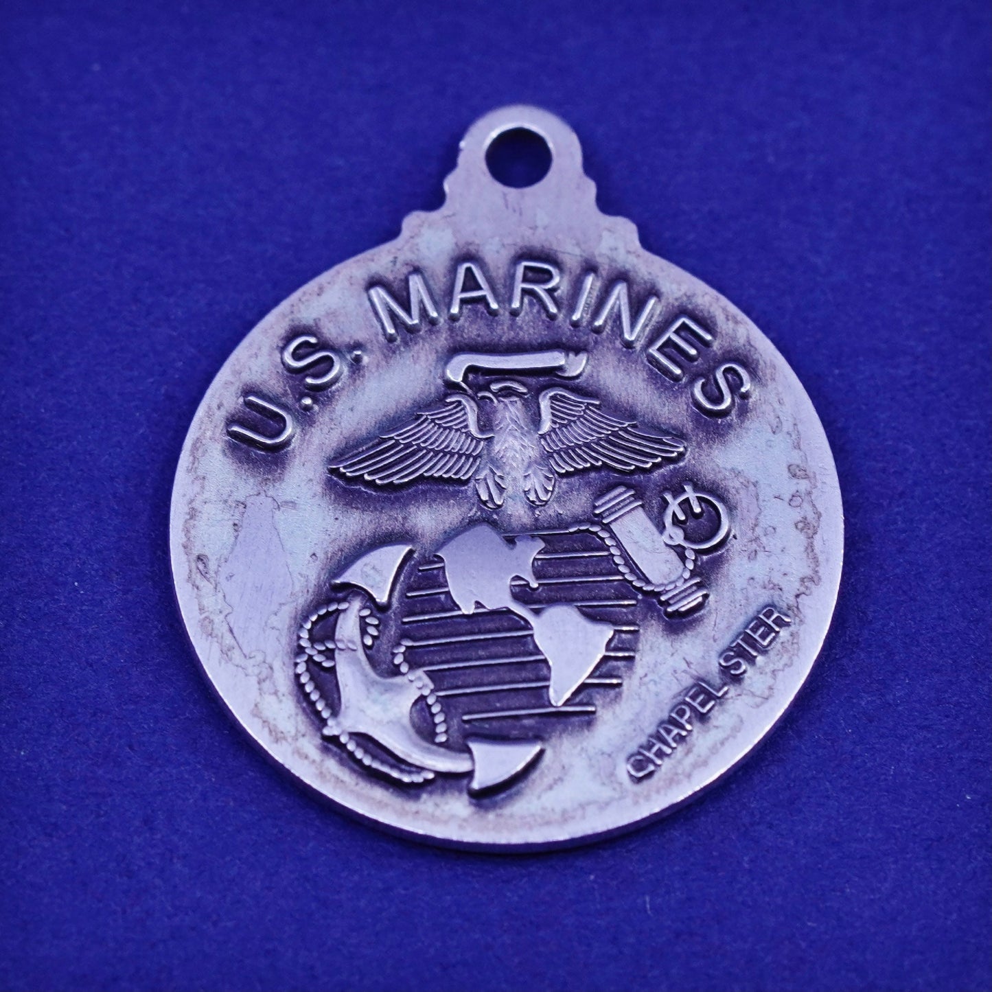 Chapel sterling silver US Marines pendant, 925 charm “saint Michael protect us