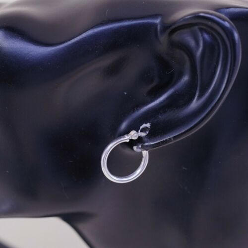 0.5”, Italy Modern 925 Sterling Silver Hoop Pierced Earrings, 925 silver huggie