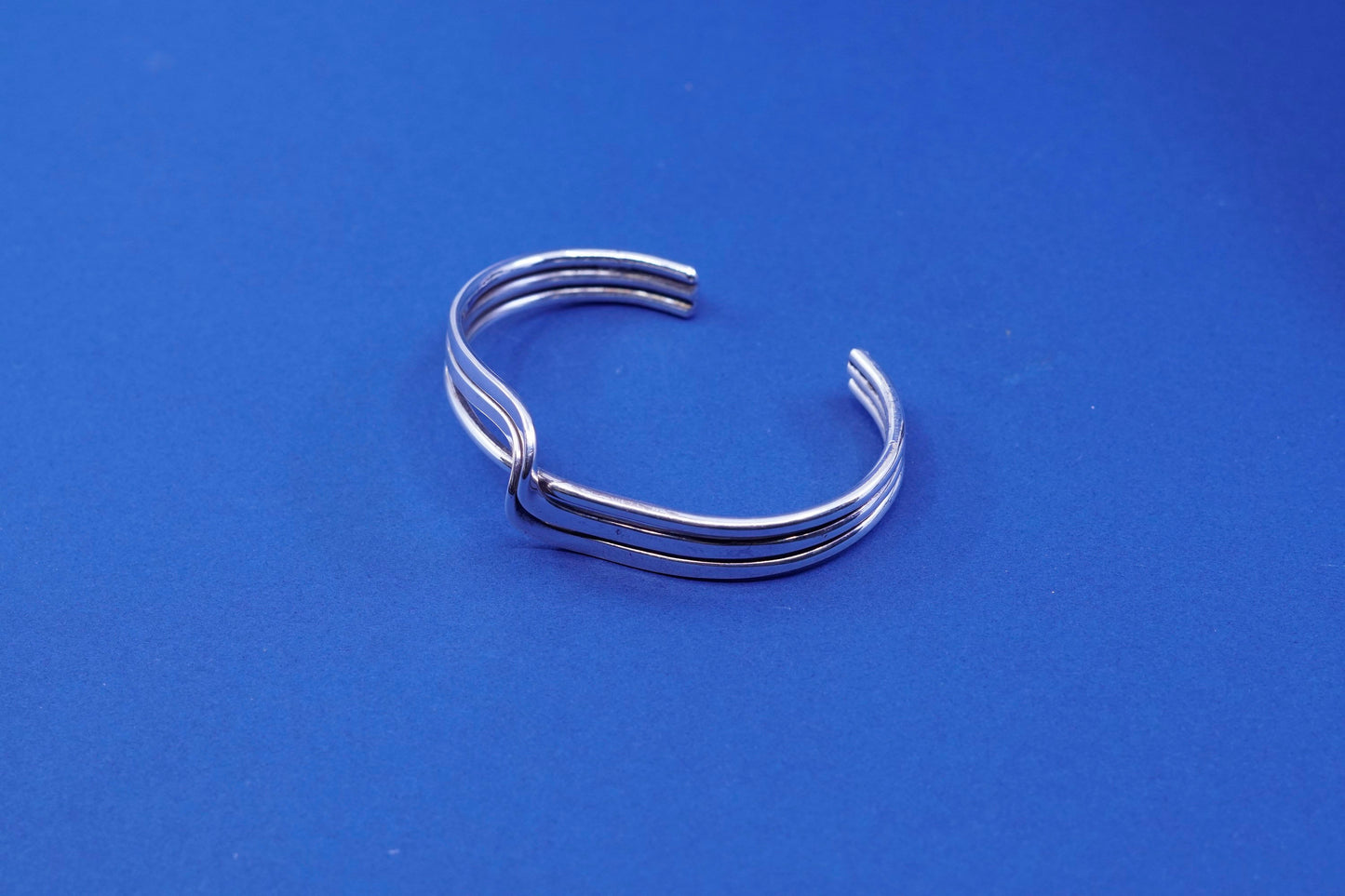 7”, vintage Sterling silver handmade wired bracelet, modern 925 twisted cuff,