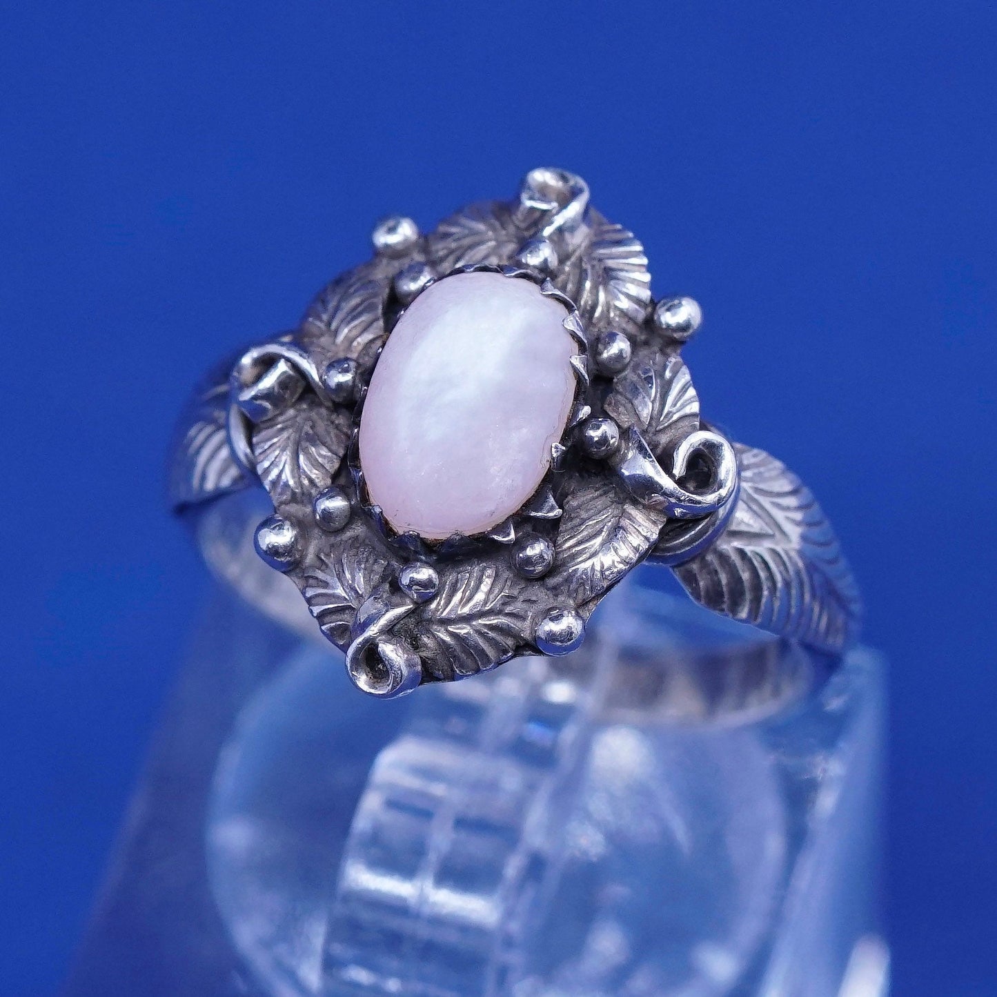 sz 5.75, southwestern Sterling 925 silver handmade heart ring w/ pink MOP