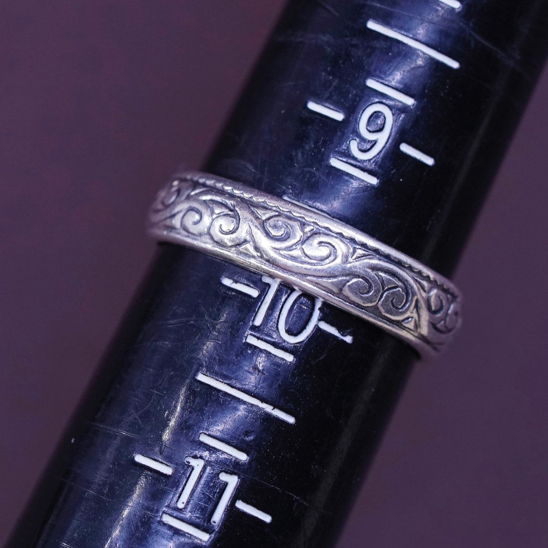 sz 9.75, mexico sterling silver handmade 925 statement ring with swirl pattern