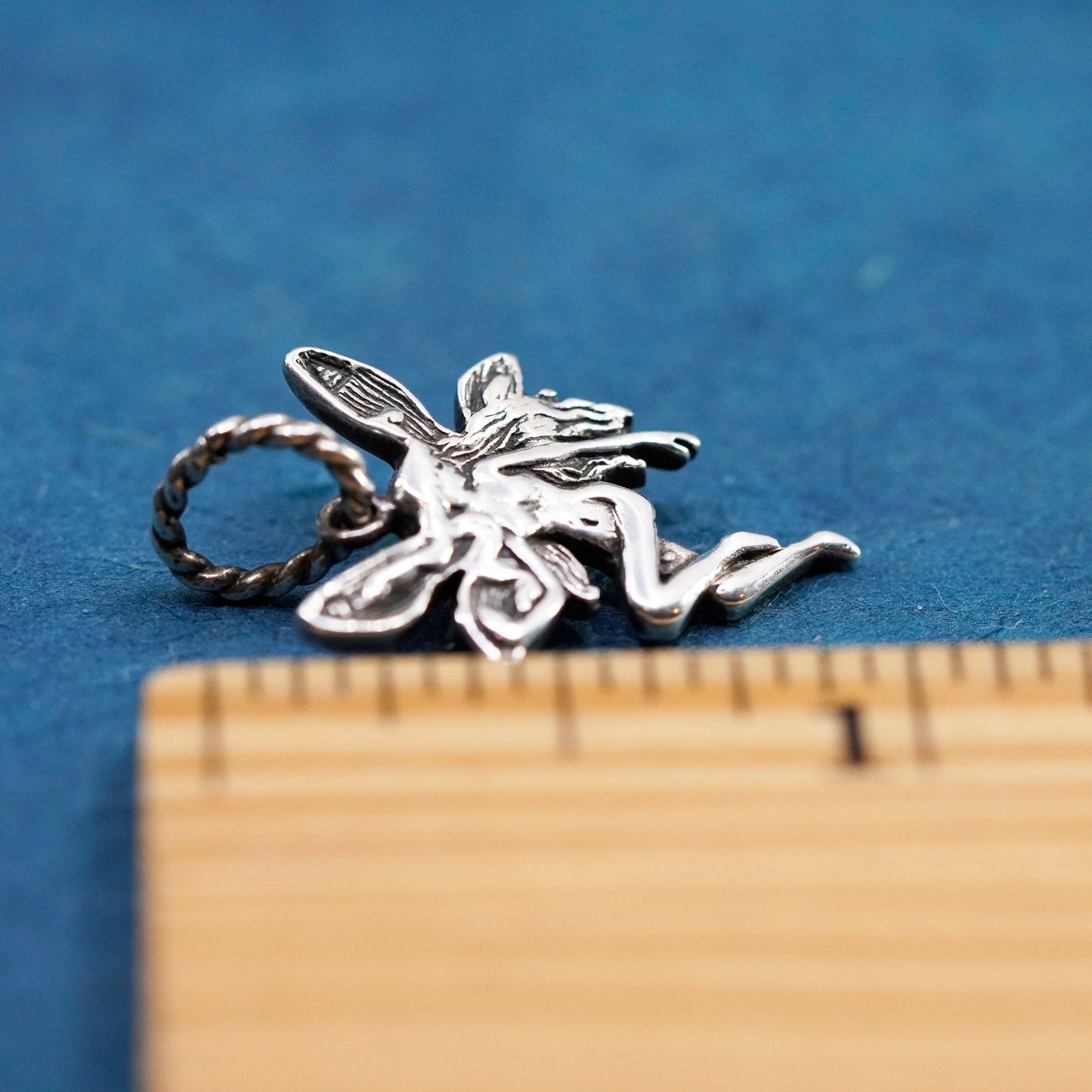 Vintage Sterling silver handmade pendant, 925 fairy charm