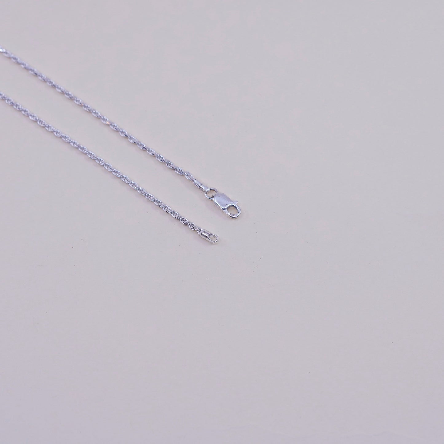 24”, 1.6mm, vintage Sterling silver necklace, 925 diamond rope chain