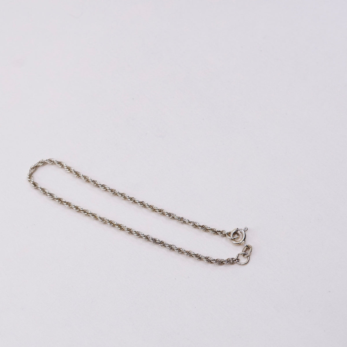 7.25”, Vintage vermeil gold over sterling 925 silver Canada rope chain bracelet