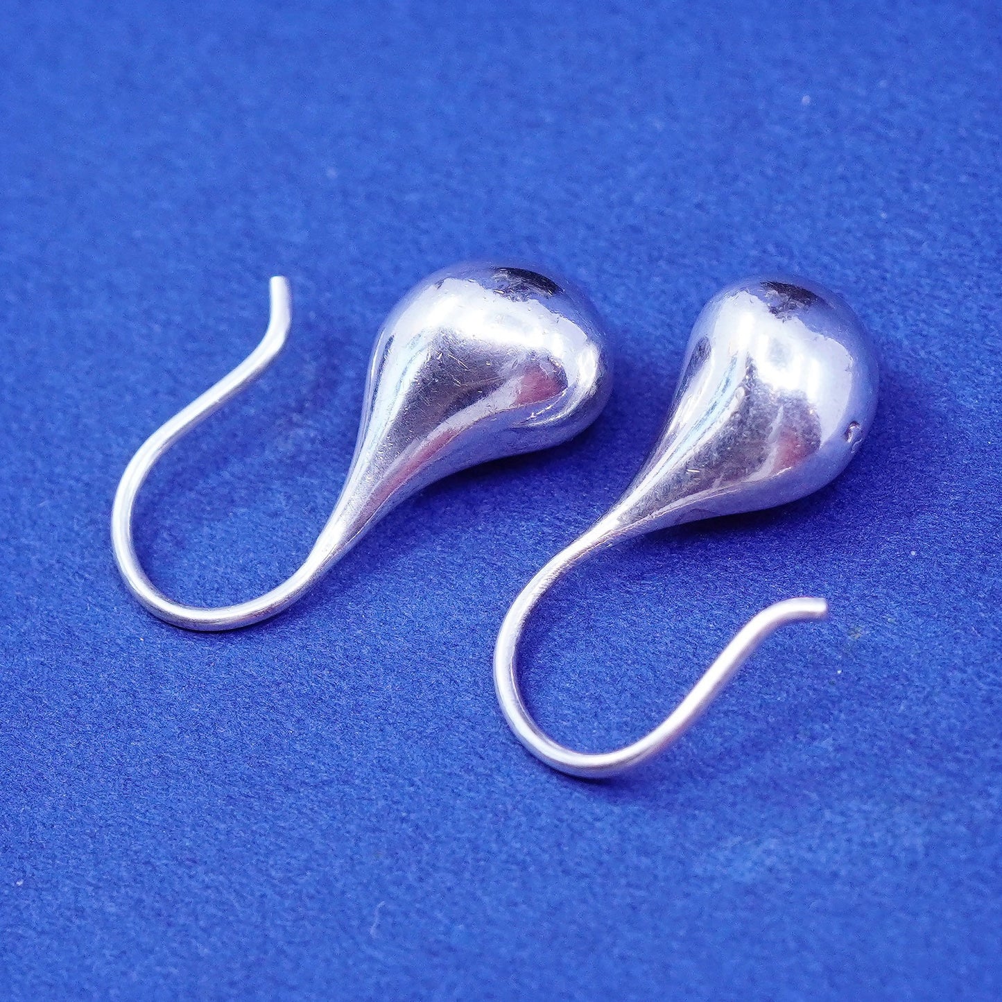 Vintage sterling silver handmade earrings, 925 simple teardrop drops