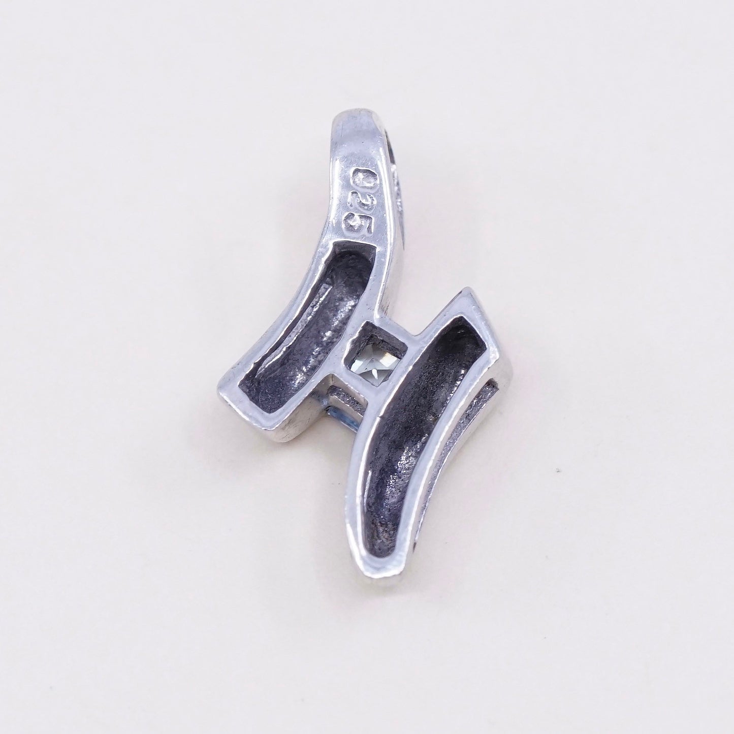vintage sterling 925 silver handmade pendant with topaz, stamped 925