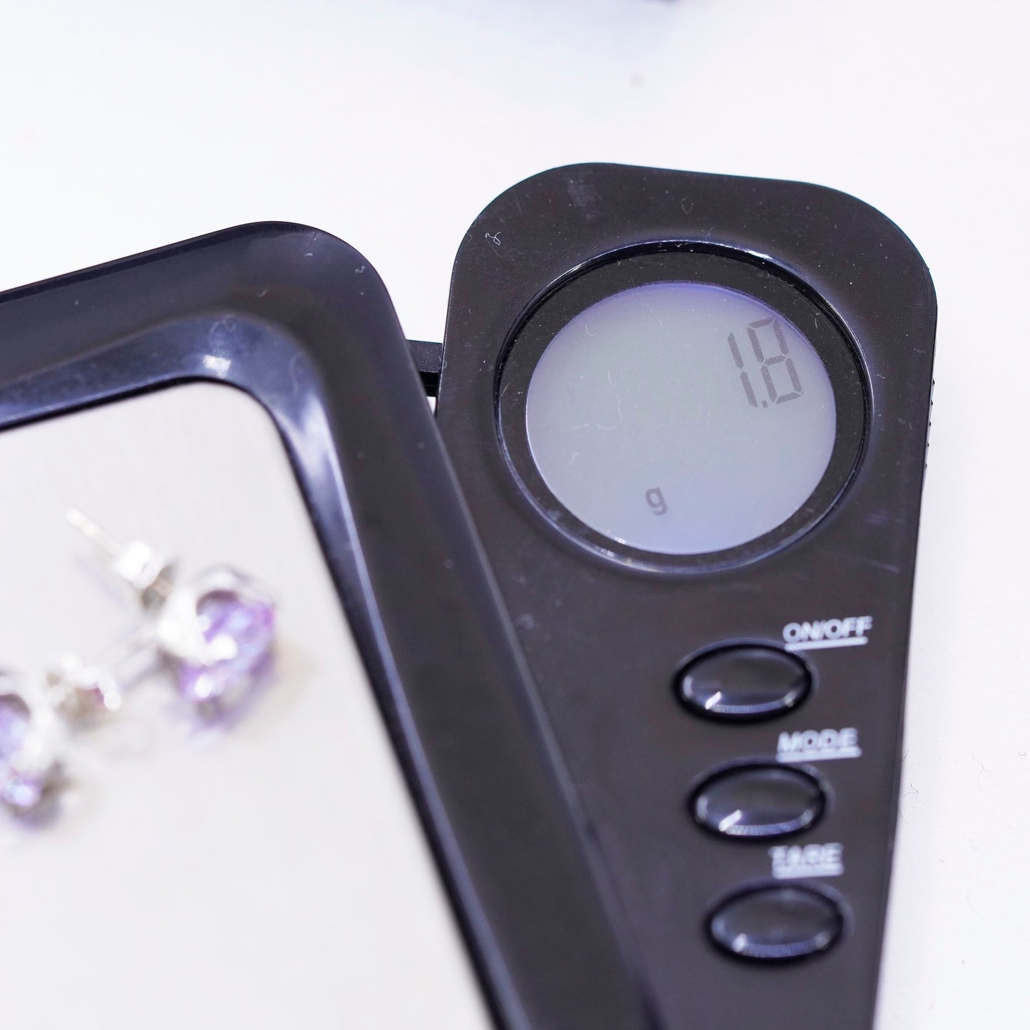 Vintage Sterling 925 silver handmade earrings, studs with amethyst