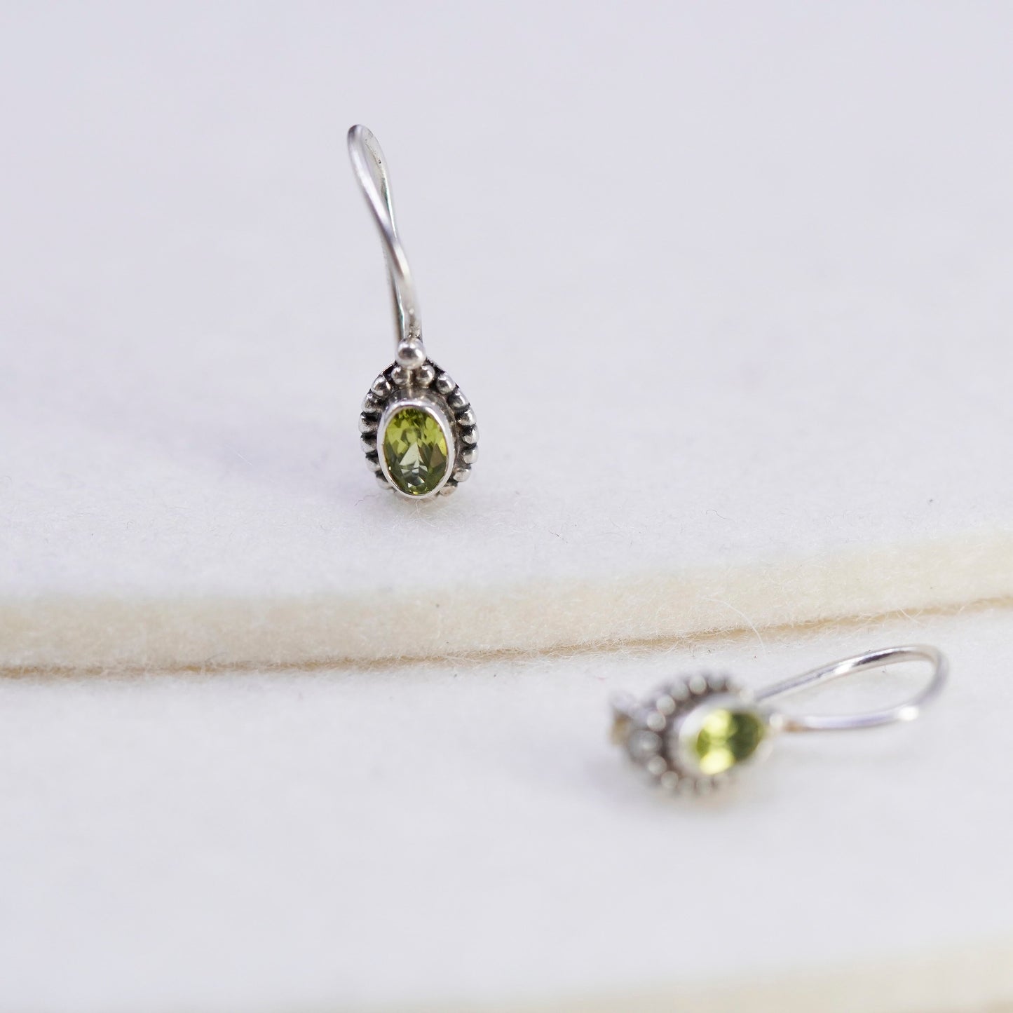 Vintage Sterling 925 silver handmade earrings with peridot