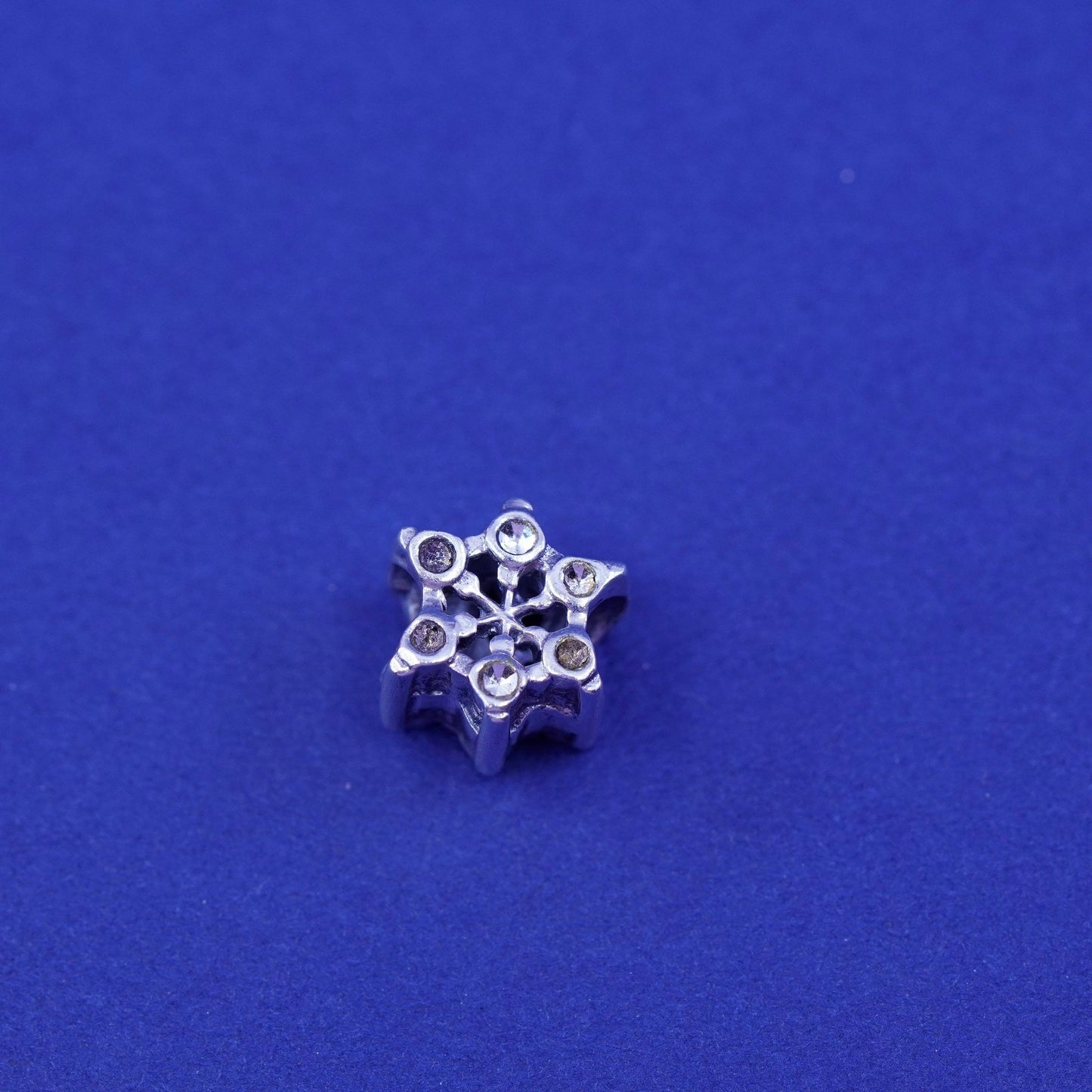 Vintage sterling silver handmade pendant, 925 snowflake charm