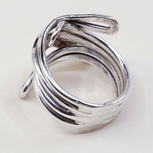 Size 6.25, Vtg Sterling Silver Handmade Ring, Mexico 925 Modern Entwinted Band