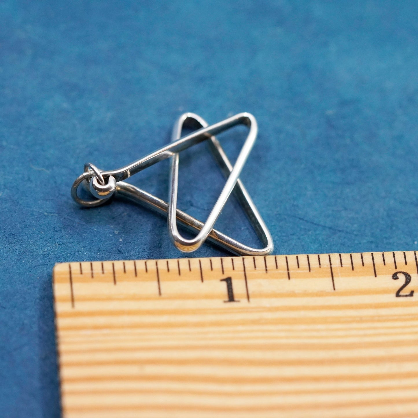 Vintage Sterling silver handmade pedant, modern 925 entwined star
