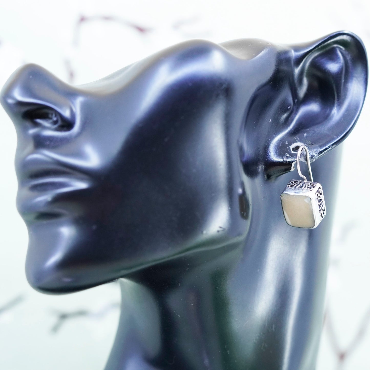 Vintage Sterling 925 silver handmade earrings with jasper drops