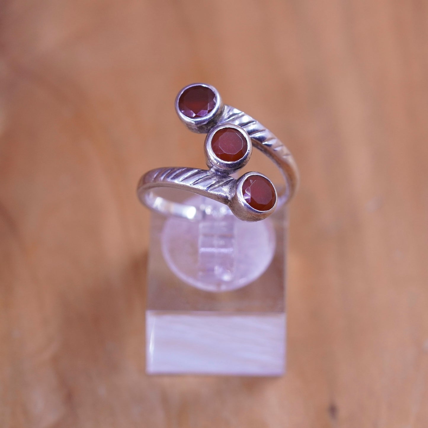 Size 8.5, vintage Sterling silver handmade ring with round carnelian