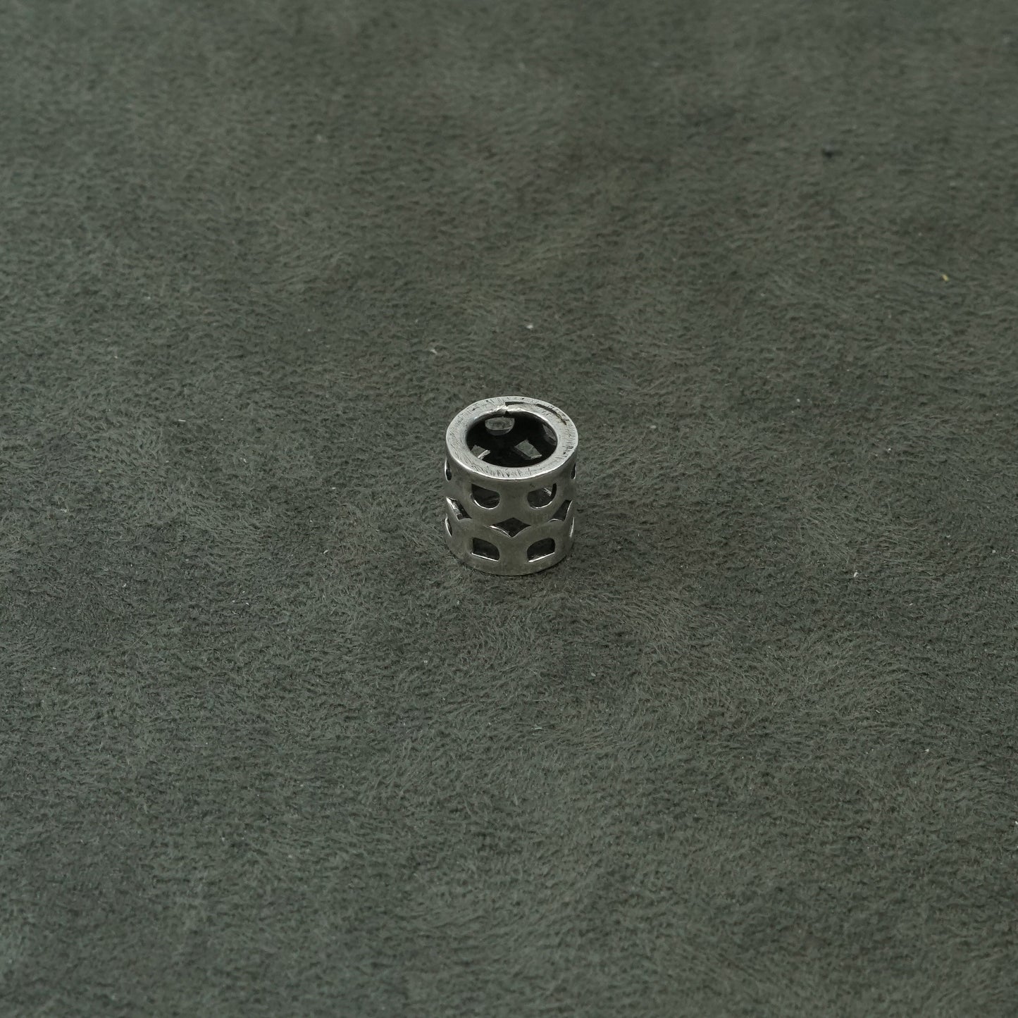 vtg Sterling silver handmade pendant, 925 bead charm w/ pattern cut out