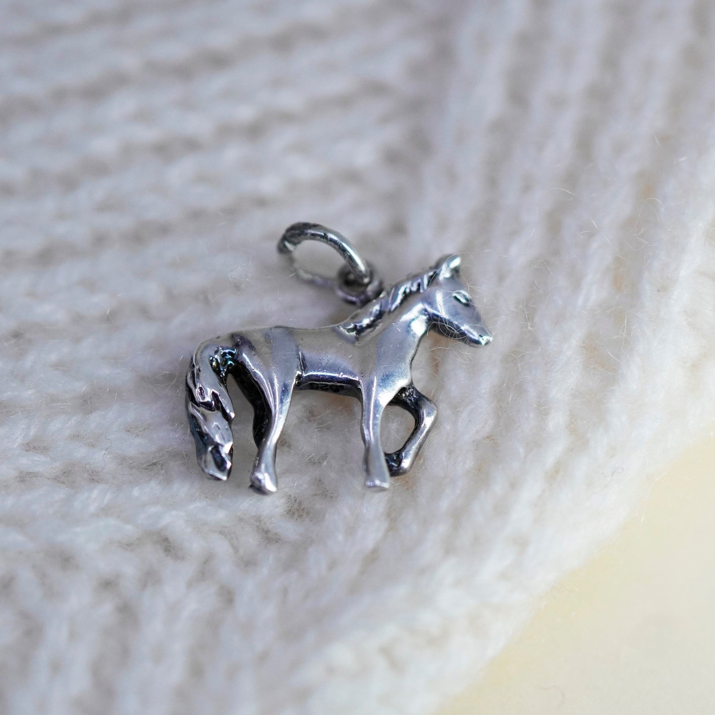 Handmade vintage Sterling silver pendant, 925 horse charm