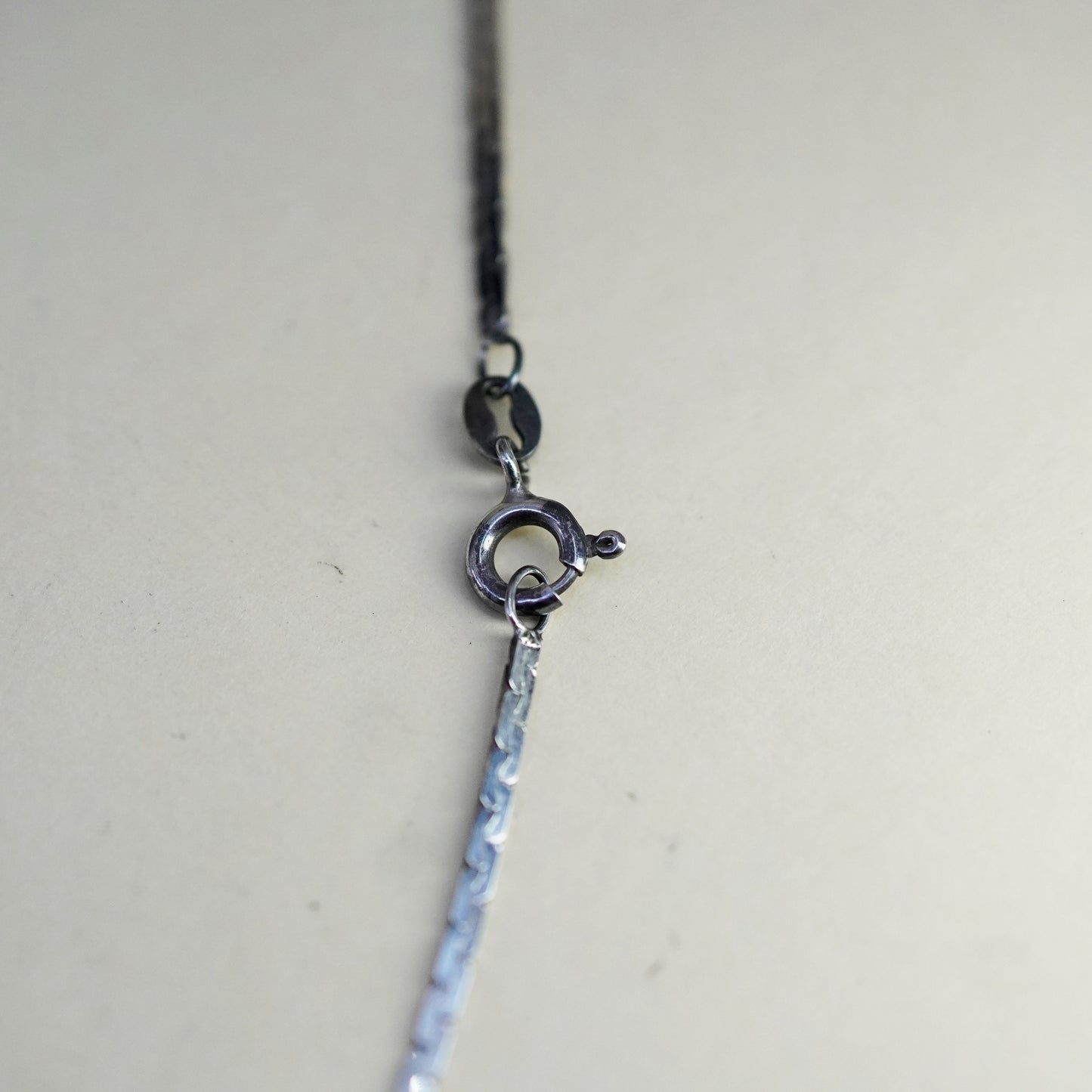15.5”, 2mm, Vintage sterling silver Italy 925 flatten nugget chain, necklace