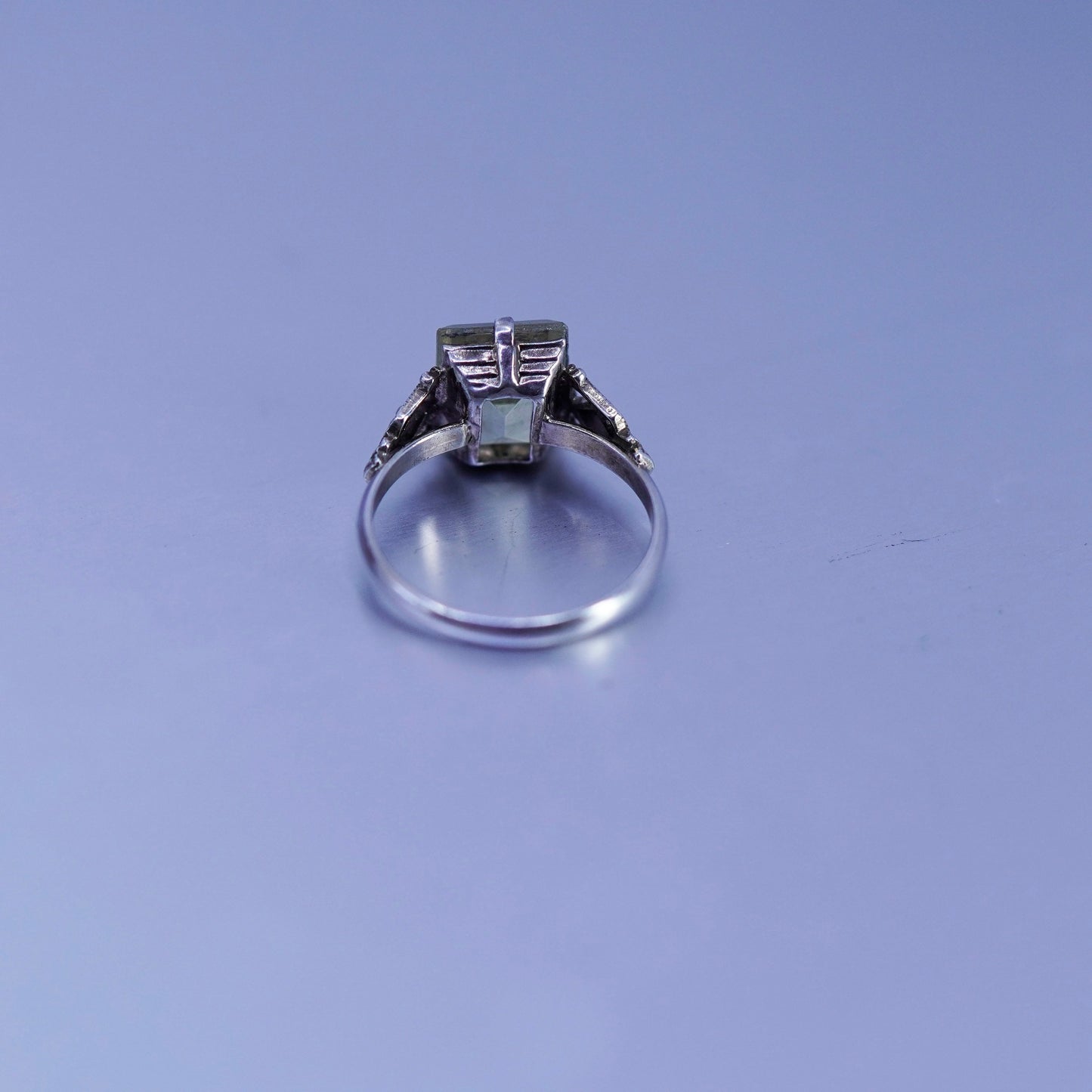 Size 7, vintage USA Sterling 925 silver handmade ring with citrine
