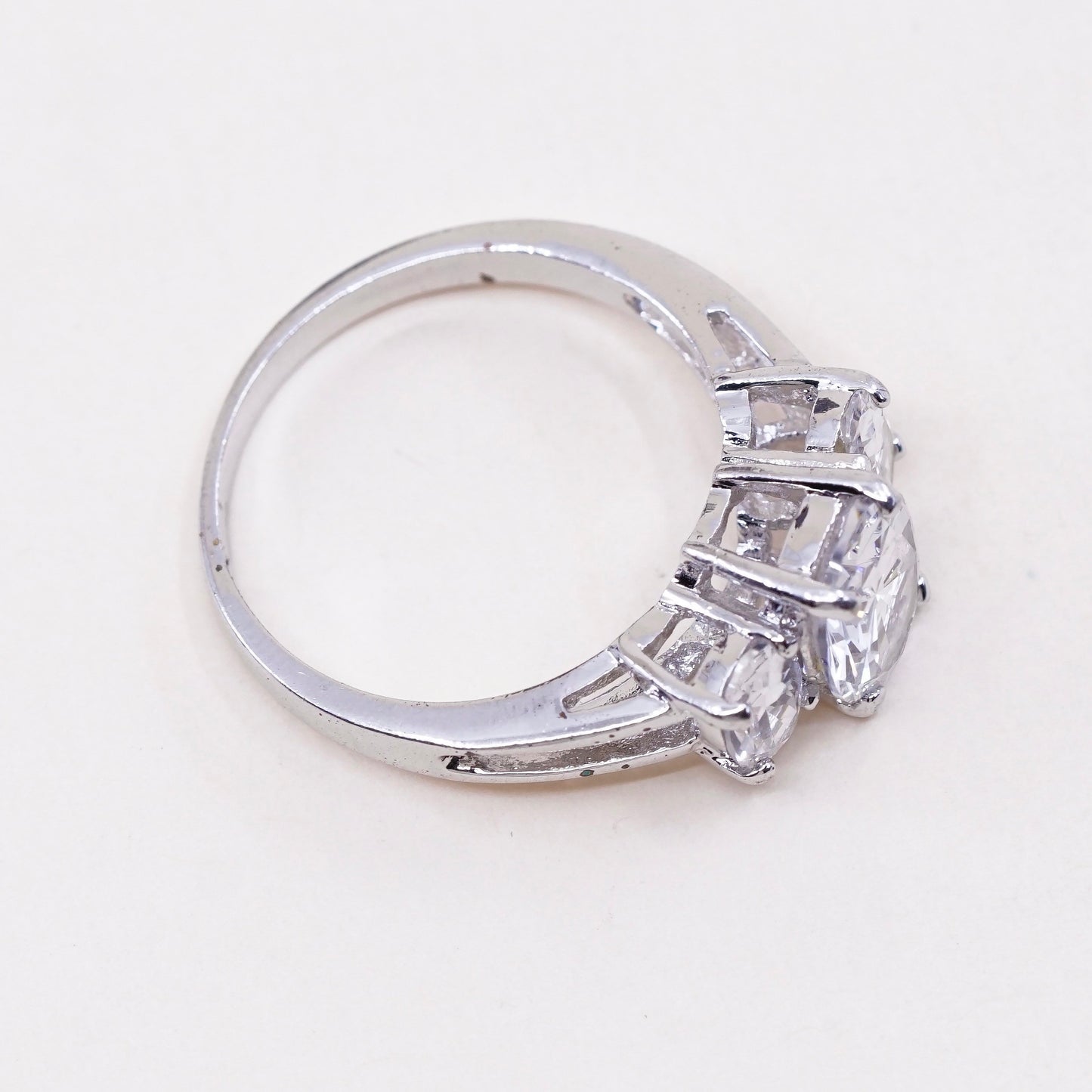 Size 7.25, Sterling silver ring, 925 silver with round cut cz, engagement ring