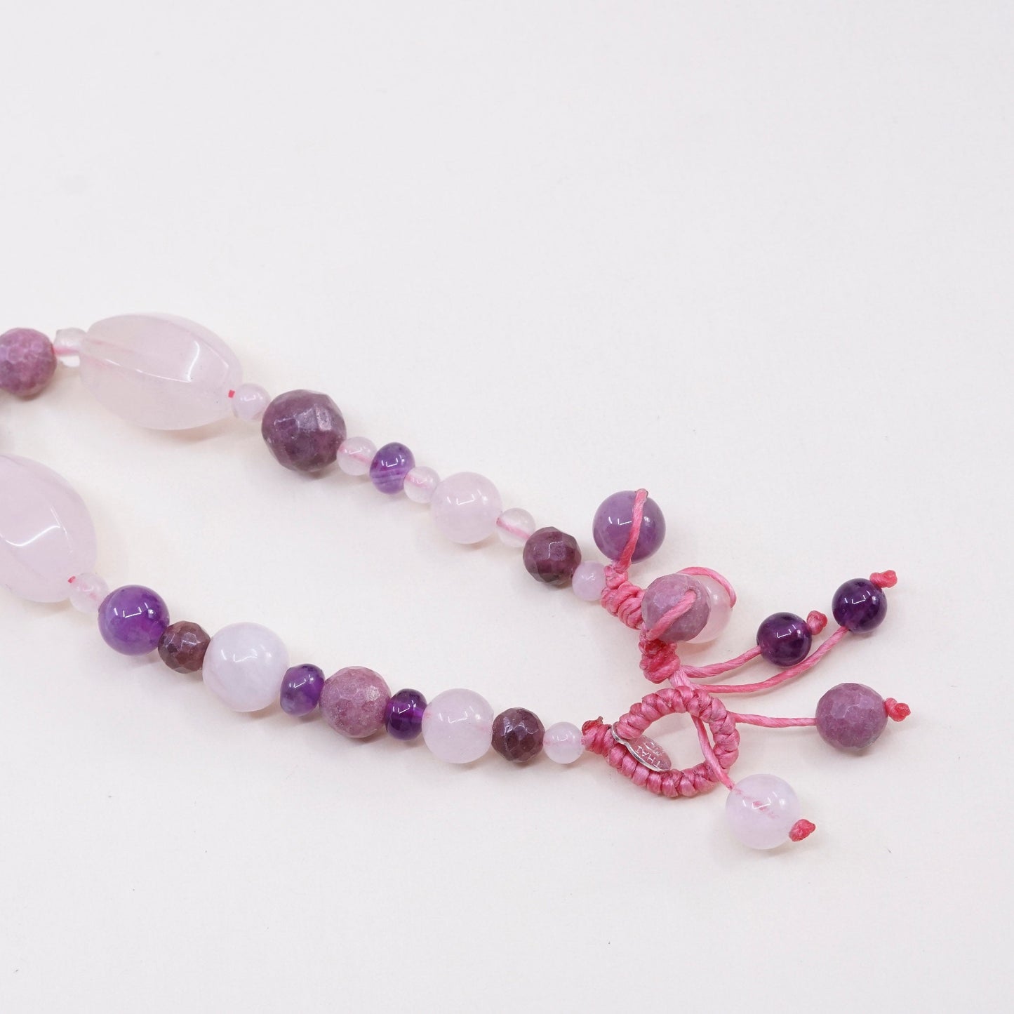 7.5”, Sterling silver handmade bracelet, 925 flower charm w/ rose quartz beads