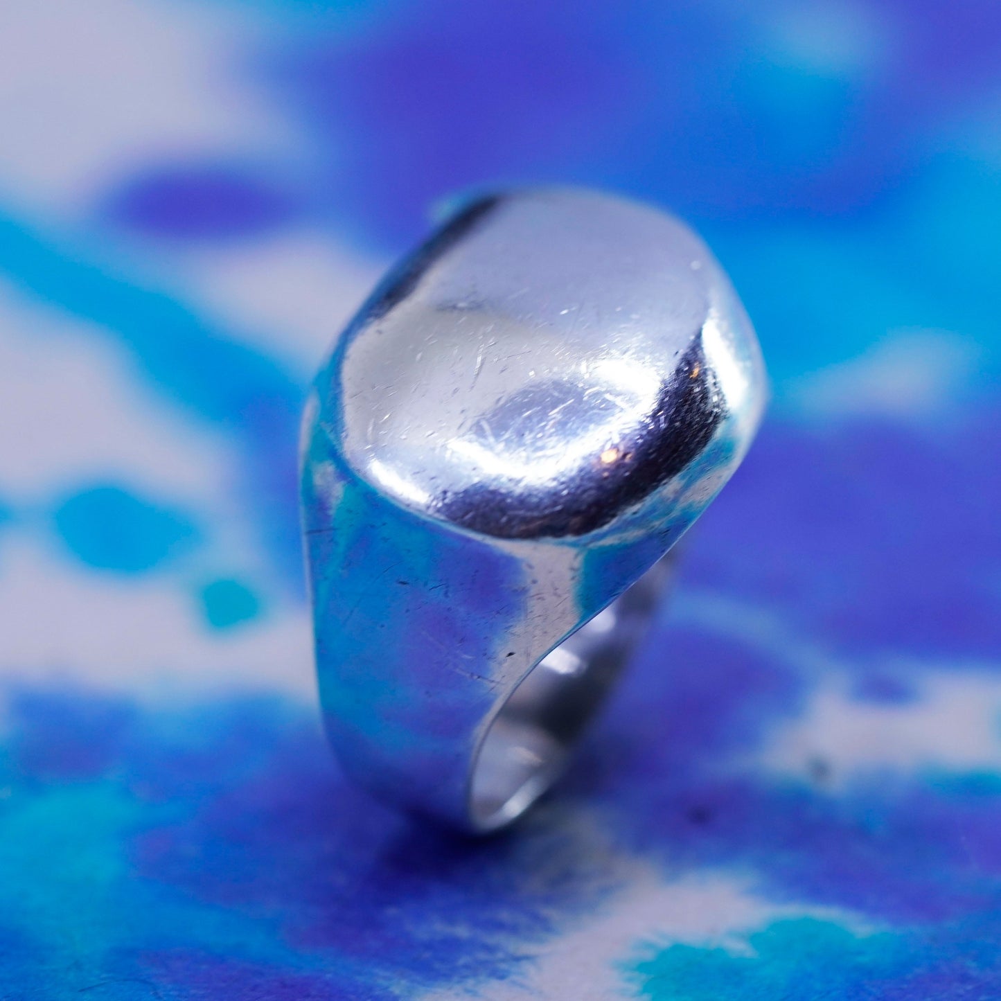 Size 7, vintage Sterling silver handmade ring, modern water drop 925 band